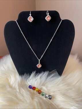 Joan Rivers Silver-Tone Necklace and Earrings with Interchangeable Crystals
